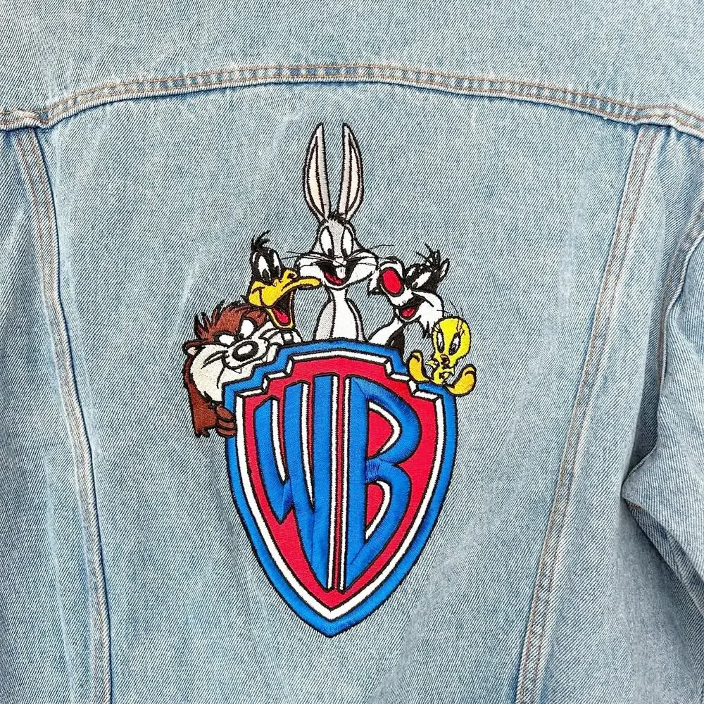 Vintage Acme Clothing Warner Brothers Embroidered Jean Jacket Sz M